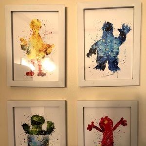 Set of 4 5x7 Sesame Street prints